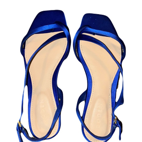 Boden Satin Strapy Flats Prom Dress shoes Royal Blue Size 38 US Womens 7 Formal - Picture 5 of 7